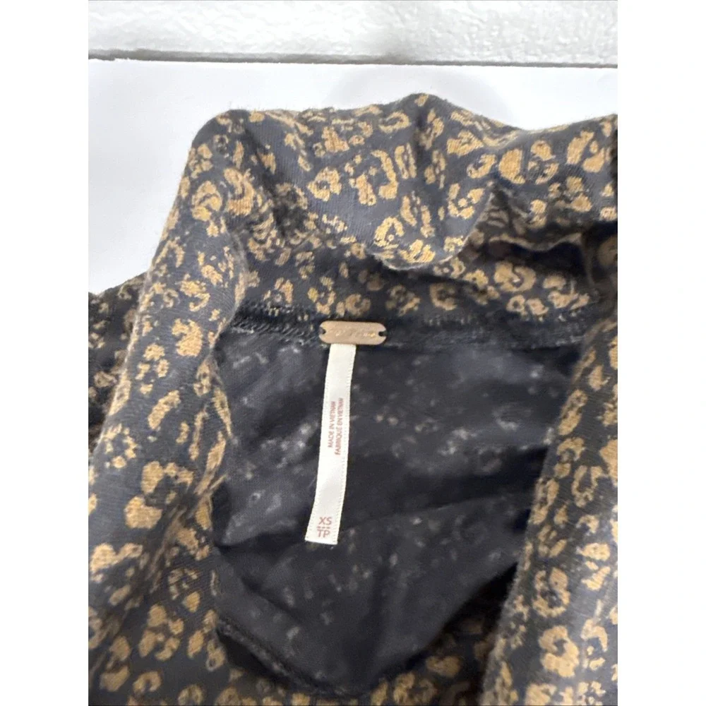 Free People Cropped Turtle‎ Neck Cotton L/S Top XS D2